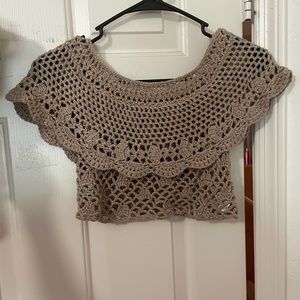Net off the shoulder crop top